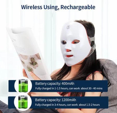 Wireless 7-Color LED Photon Face Mask - Red Light Therapy - KZ Beauty & Wellness