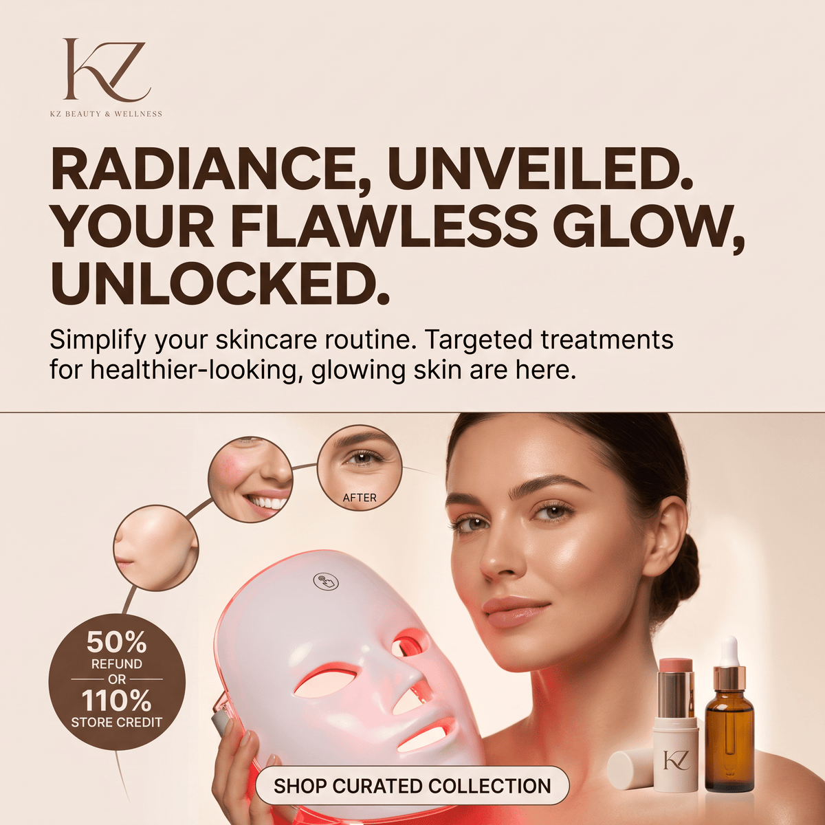 Wireless 7-Color LED Photon Face Mask - Red Light Therapy - KZ Beauty & Wellness