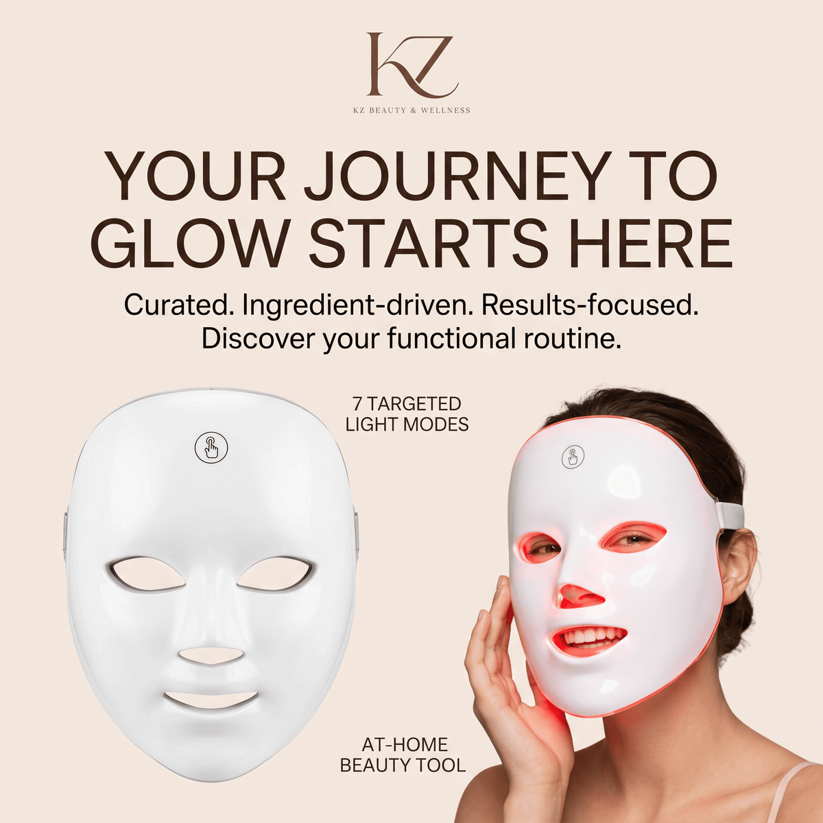 Wireless 7-Color LED Photon Face Mask - Red Light Therapy - KZ Beauty & Wellness